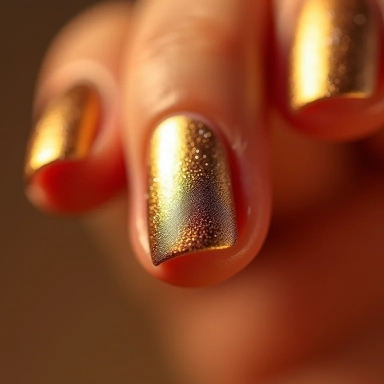 Francesinha invertida com esmalte dourado metalizado