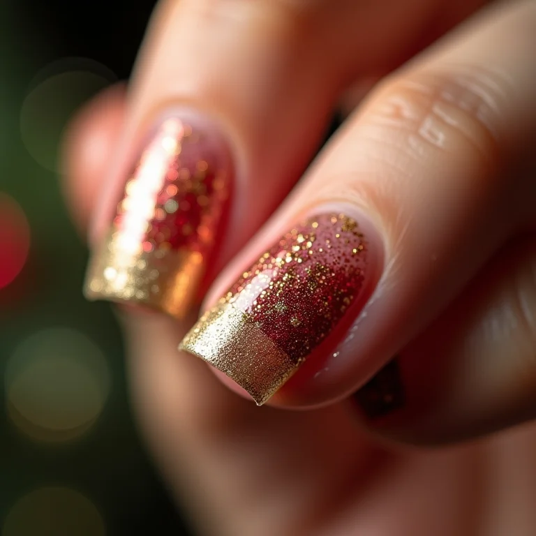 Francesinha natalina com detalhes dourados.