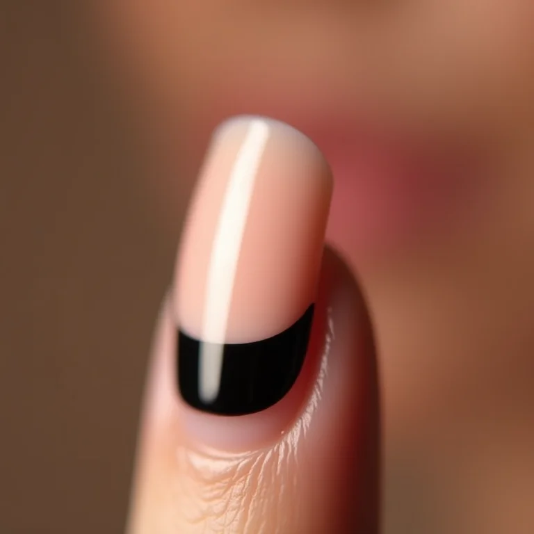 Francesinha nude com preto em detalhe macro