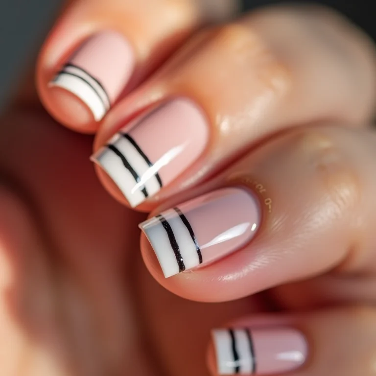 Francesinha reinventada com linha preta em unhas de gel