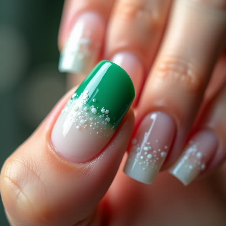 Francesinha verde com detalhes brancos em macro