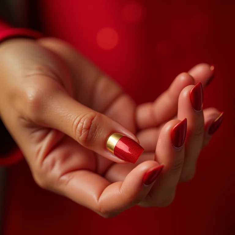 Francesinha vermelha com dourado em macro