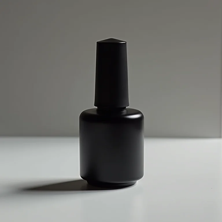 Frasco de esmalte preto fosco em close-up