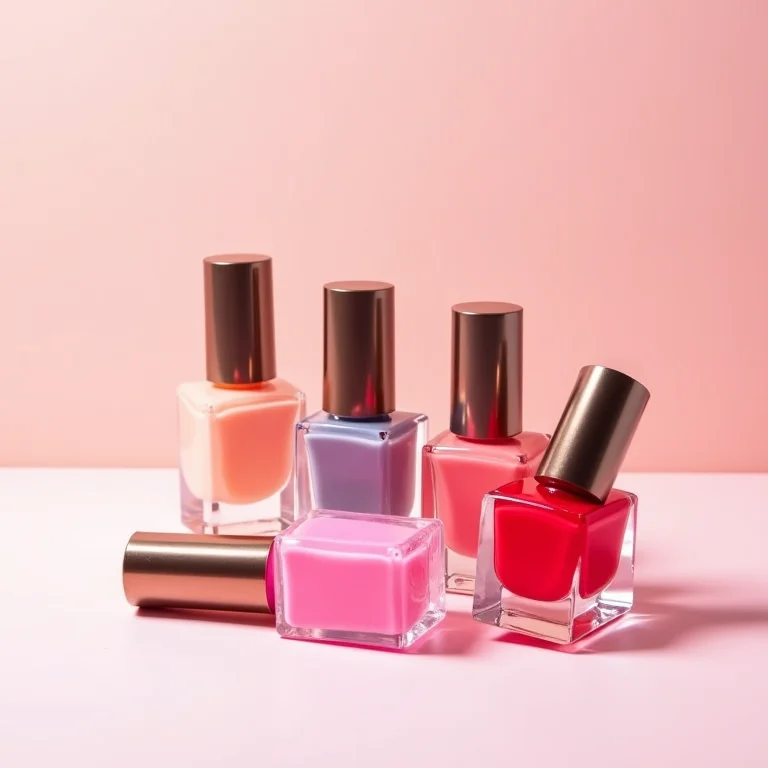 Frascos de esmaltes coloridos com as tendências de cores para unhas em 2025