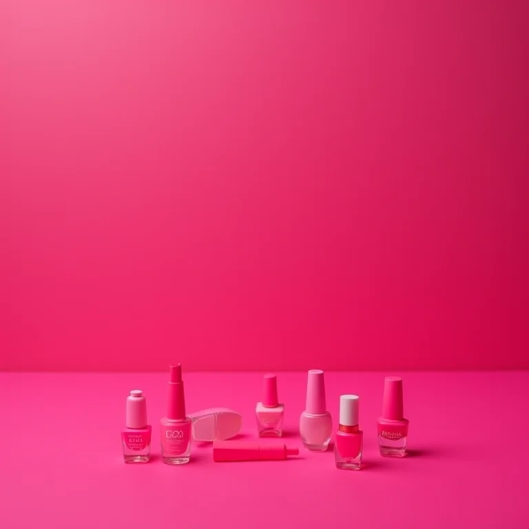 Frascos de esmaltes rosa de diversas marcas.