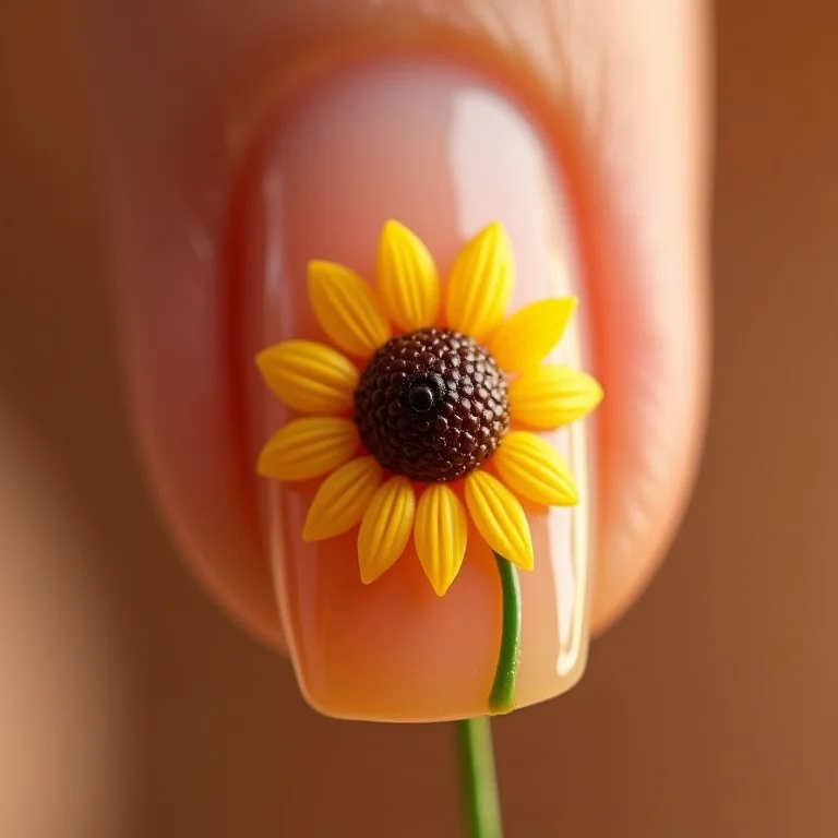 Girassol minimalista com traços finos.