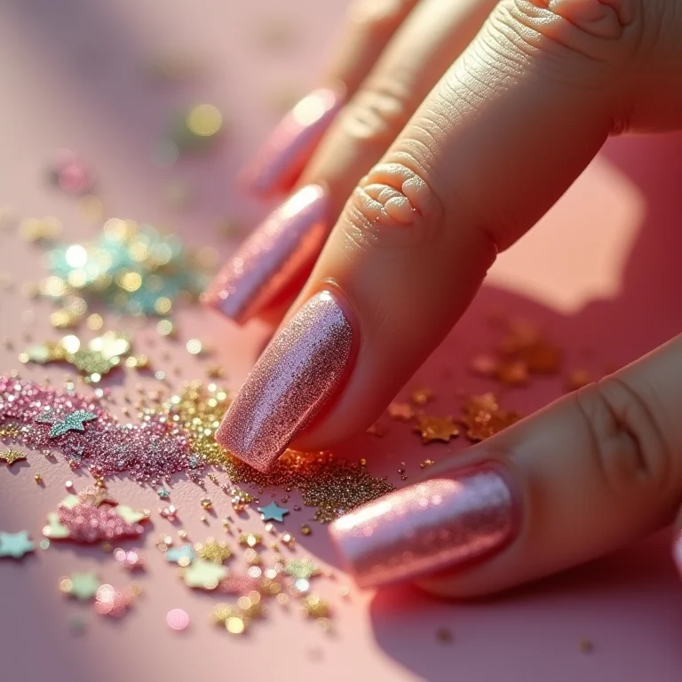 Glitter e adesivos para unhas decoradas