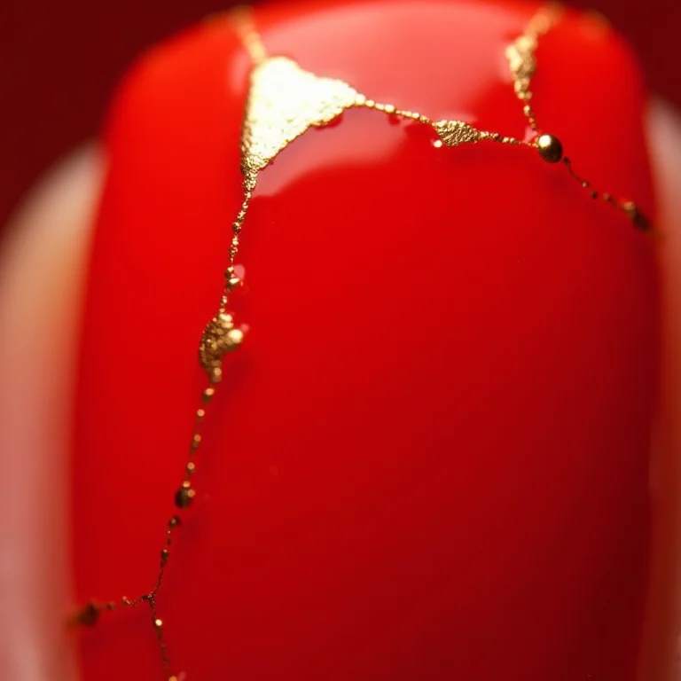 Inspiração: unhas vermelhas com aplicações de foil dourado