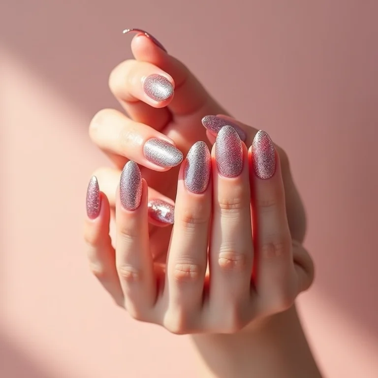 Inspirações de unhas de gel com brilho
