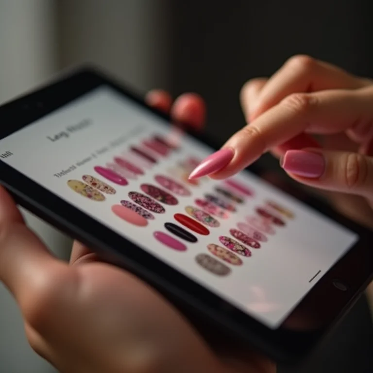 Inspirações de unhas decoradas em um tablet