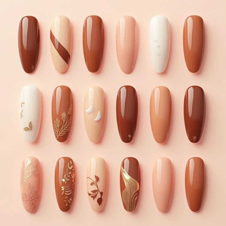 Inspirações de unhas decoradas marrom