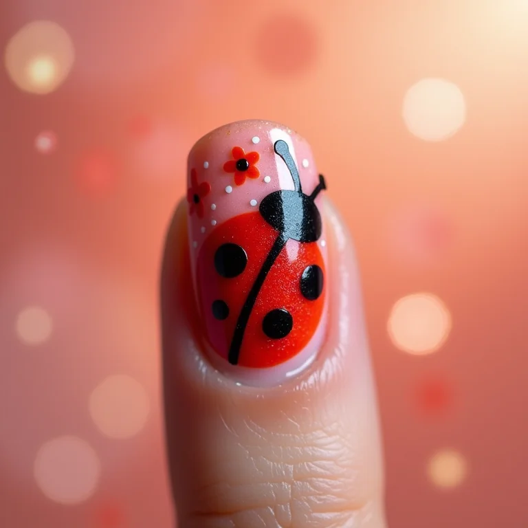 Joaninhas com flores nas unhas