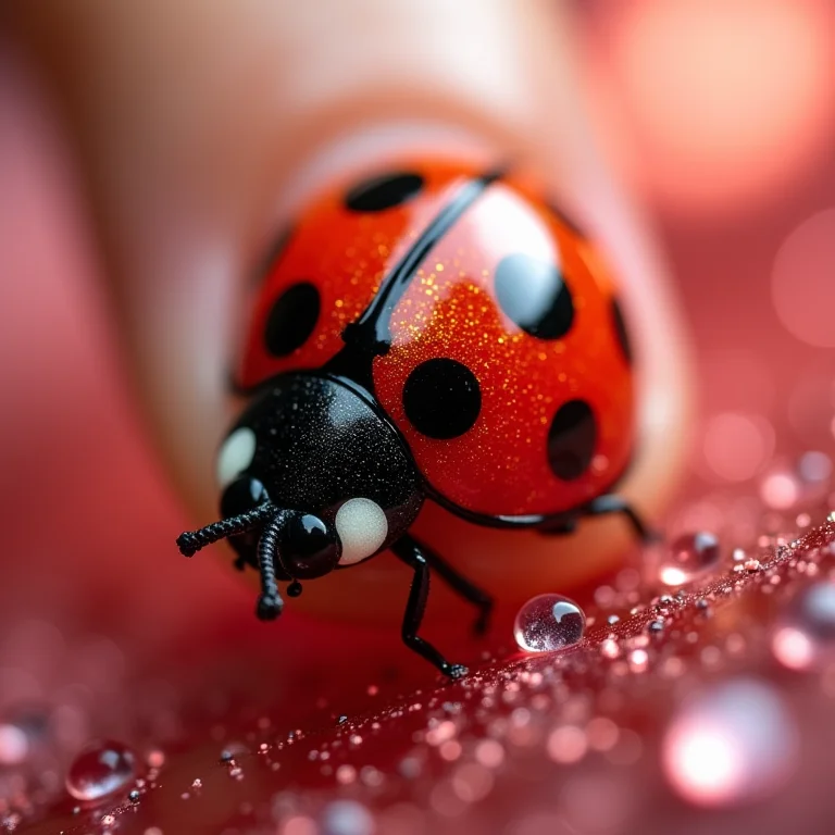 Joaninhas com glitter em detalhe macro