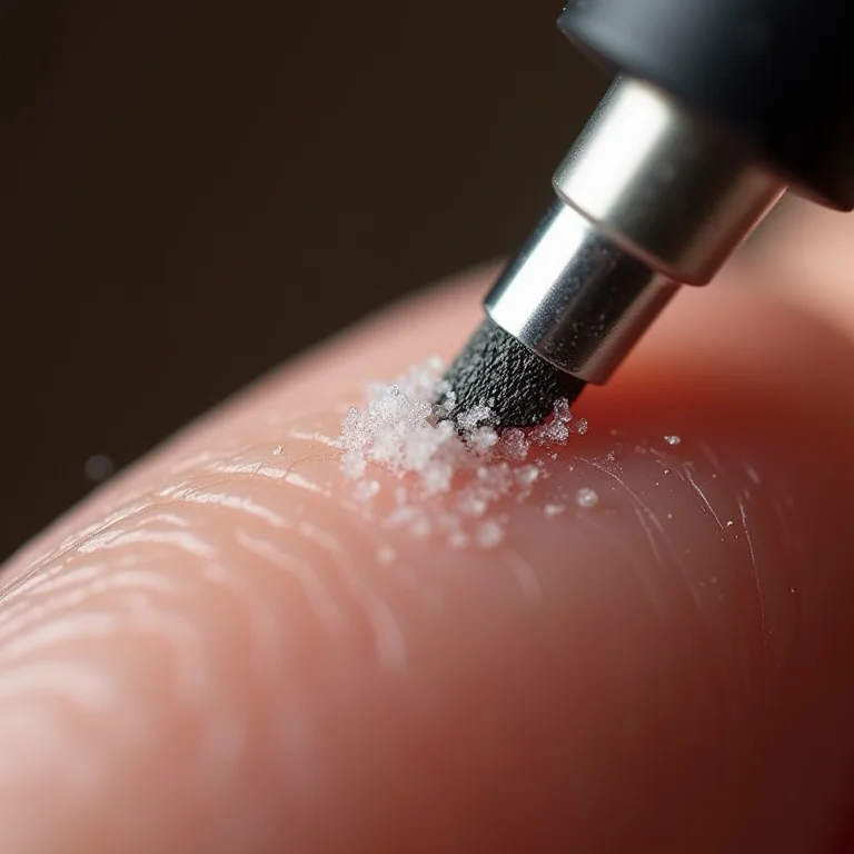 Lixamento suave com lixa elétrica para unhas.