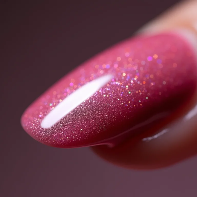 Macro de unha com efeito gloss espelhado