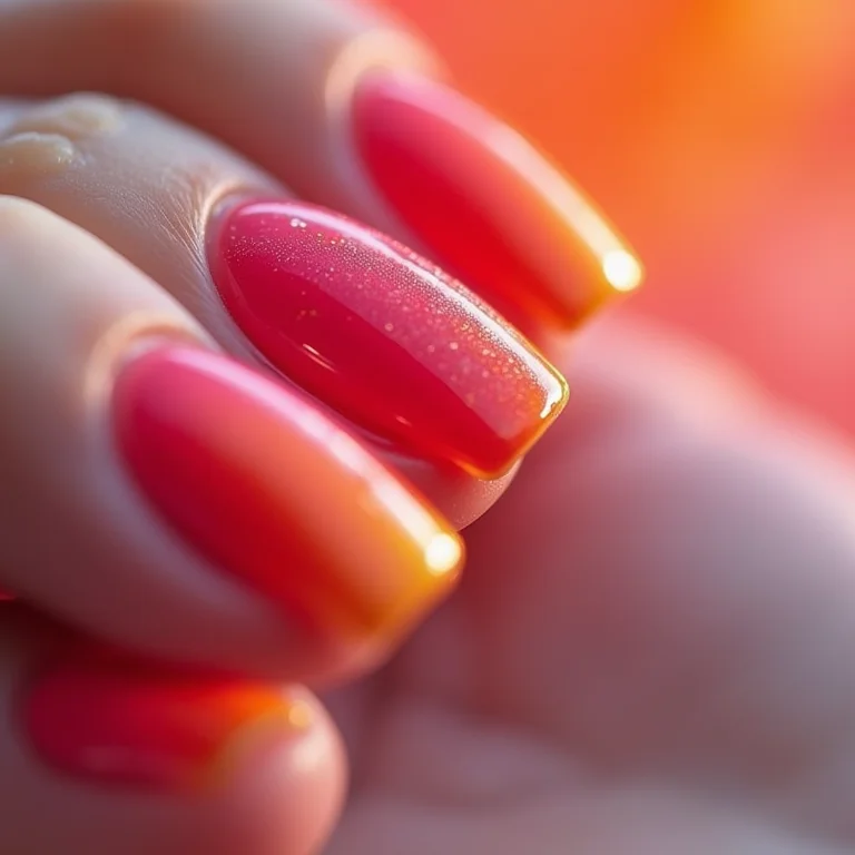 Macro de unhas com efeito esmalte derramado vibrante