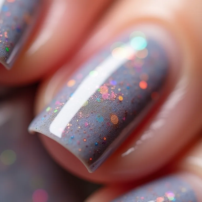 Macro de unhas com efeito mármore e esmalte derramado