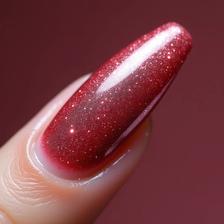 Macro de unhas com glitter e efeito esmalte derramado