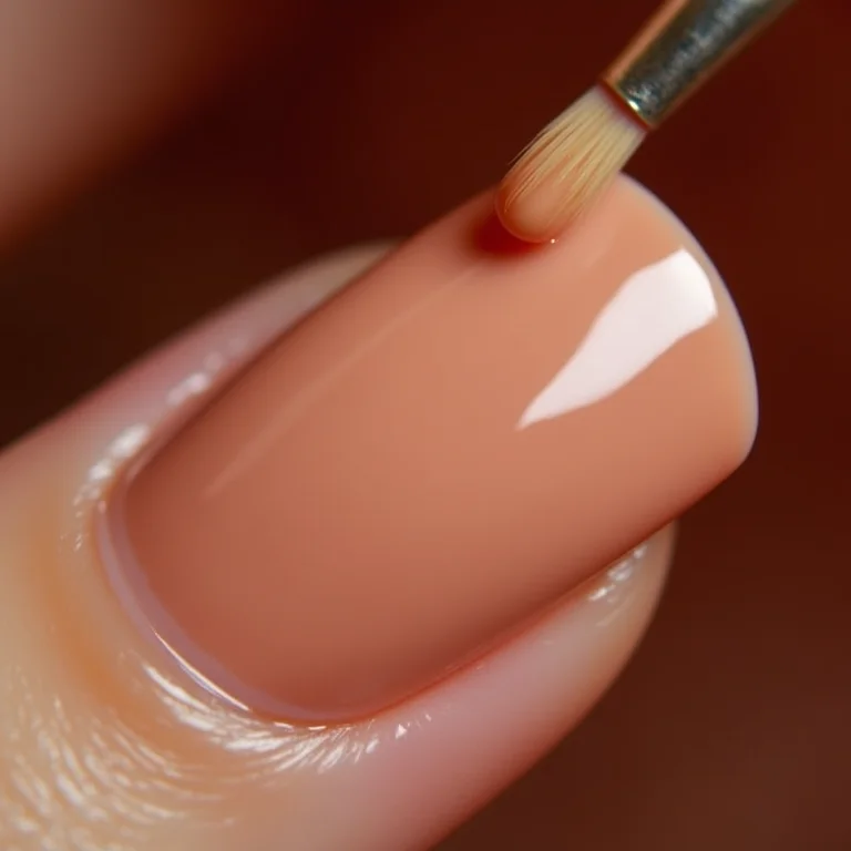 Manicure aplicando esmalte nude