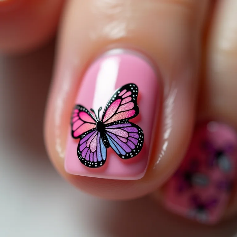 Manutenção de unhas decoradas com borboletas