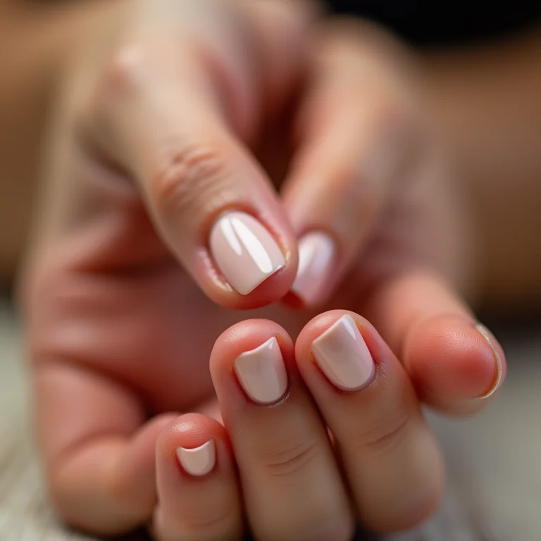 Mão bem cuidada segurando pincéis de nail art.