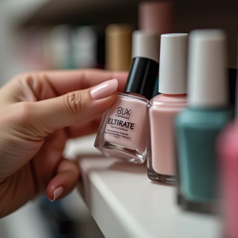 Mão escolhendo esmalte fortalecedor transparente