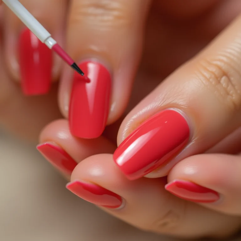 Mãos aplicando base fortalecedora nas unhas