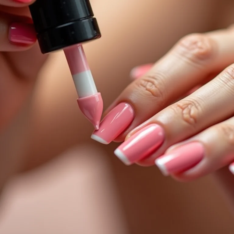 Mãos aplicando extra brilho nas unhas