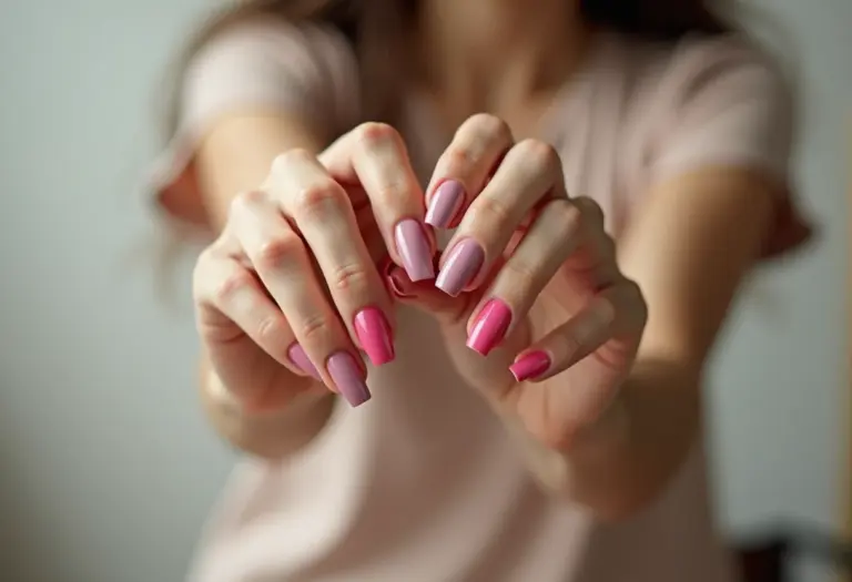 Mãos femininas com diferentes cores de esmalte