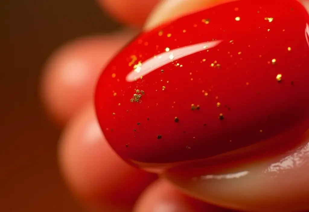 Clube do Esmalte: O segredo das unhas perfeitas revelado! Mãos femininas segurando clutch dourada com unhas vermelhas.