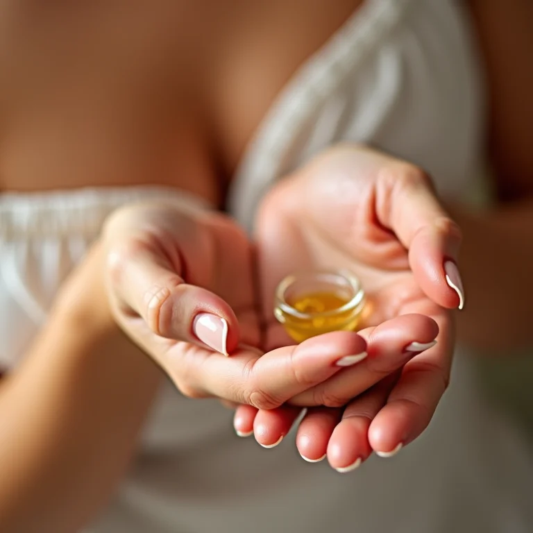 Mãos hidratadas aplicando óleo de cutícula.