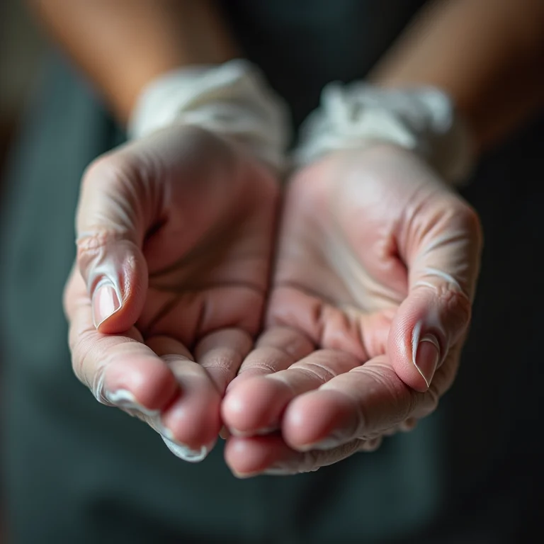 Mãos protegidas com luvas