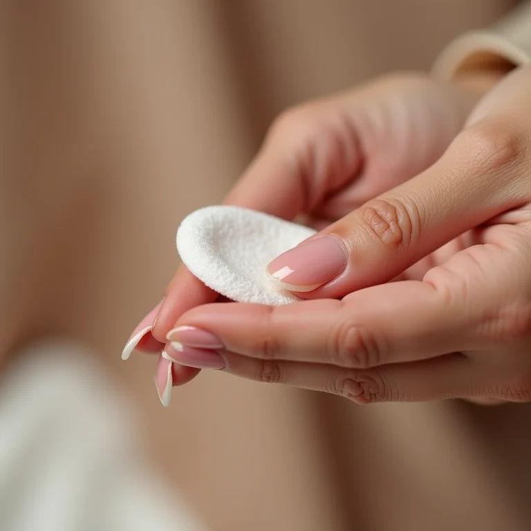 Mãos usando acetona pura para remover esmalte em gel.