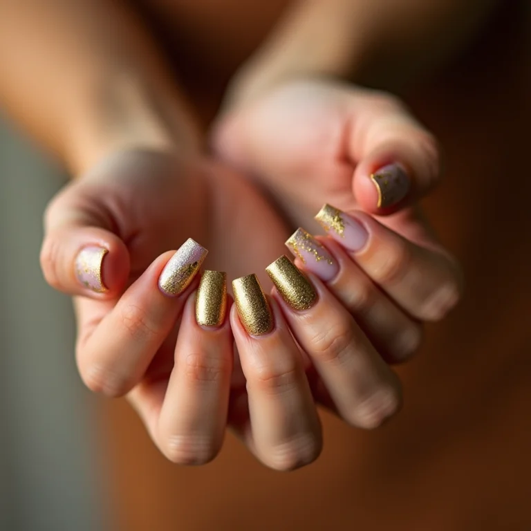 Mistura de cores e texturas nas unhas