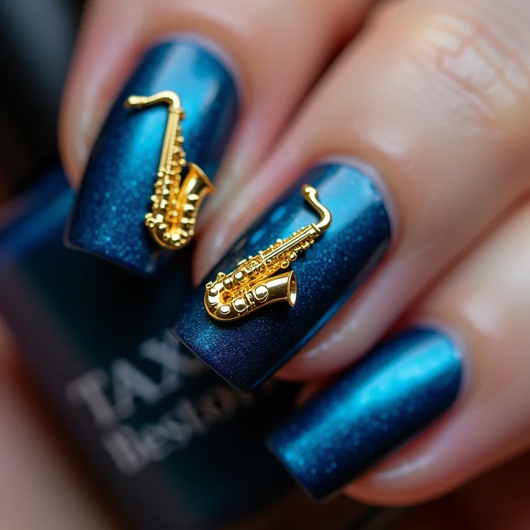 Nail art com a sofisticação do jazz e saxofone