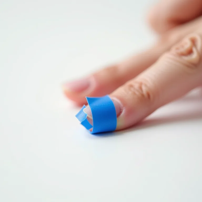 Nail art geométrica feita com fita adesiva