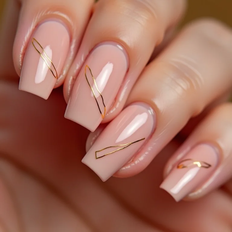 Nail art geométrica moderna em unhas bailarina