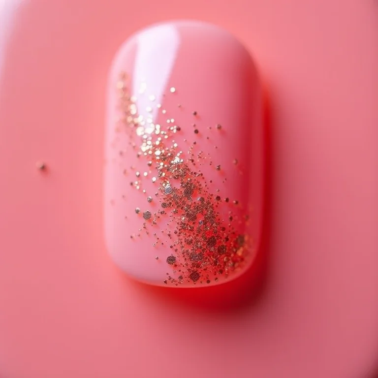 Nail art rosa com glitter rosê