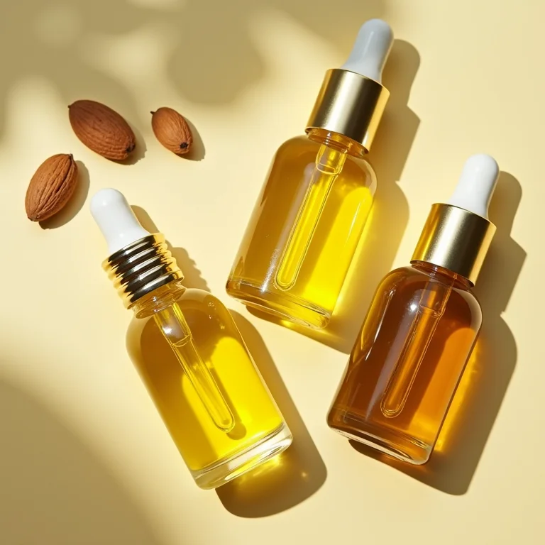 Óleos naturais em frascos de vidro para remover esmalte.