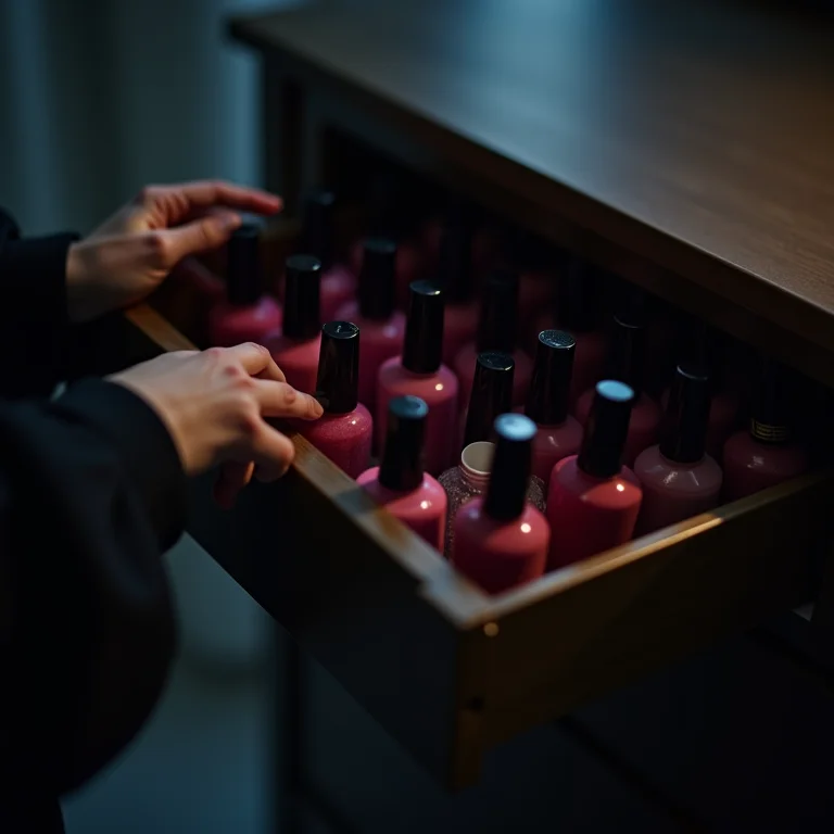 Organizando esmaltes em local fresco e escuro.