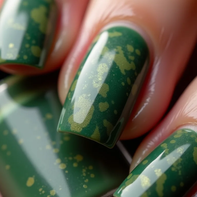 Passo a passo de unhas marmorizadas verde militar