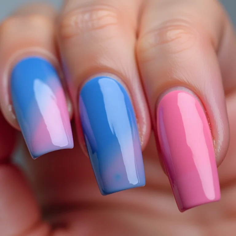 Passo a passo para unhas degradê azul e rosa