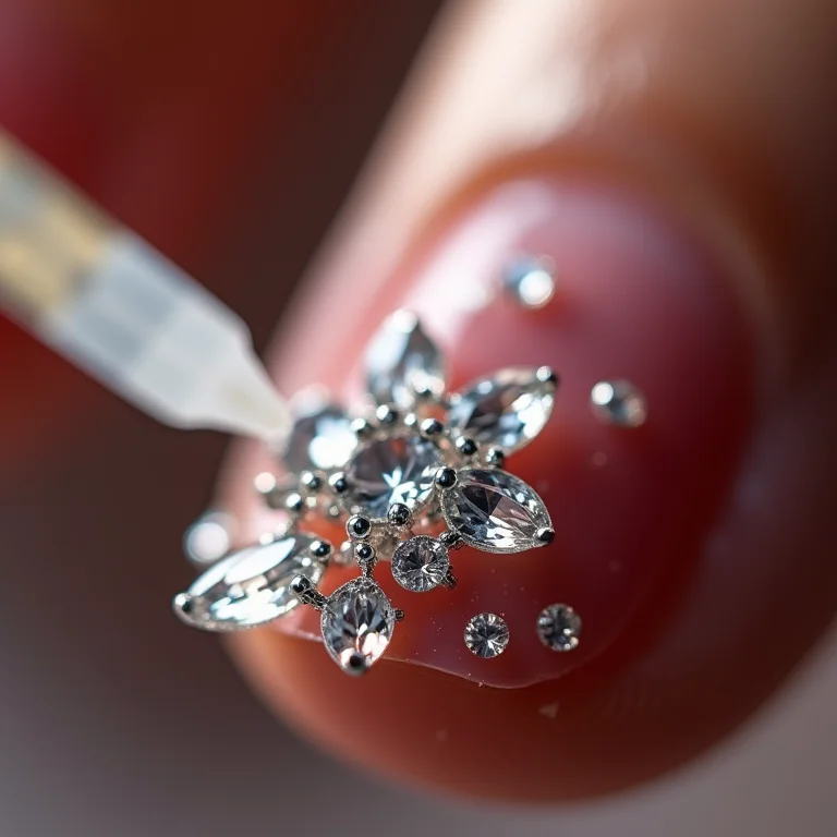 Pedrarias bem fixadas nas unhas