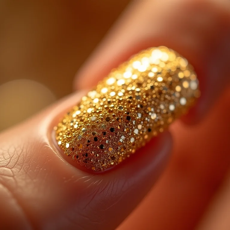 Pedrarias douradas em unhas