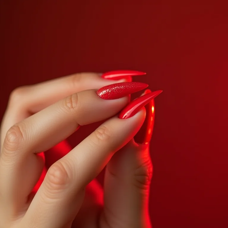 Personalização criativa: unhas vermelhas com adesivos