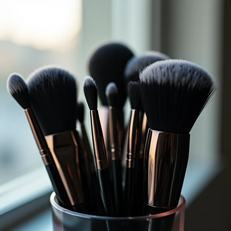 Pincéis de esmalte preto com diferentes texturas