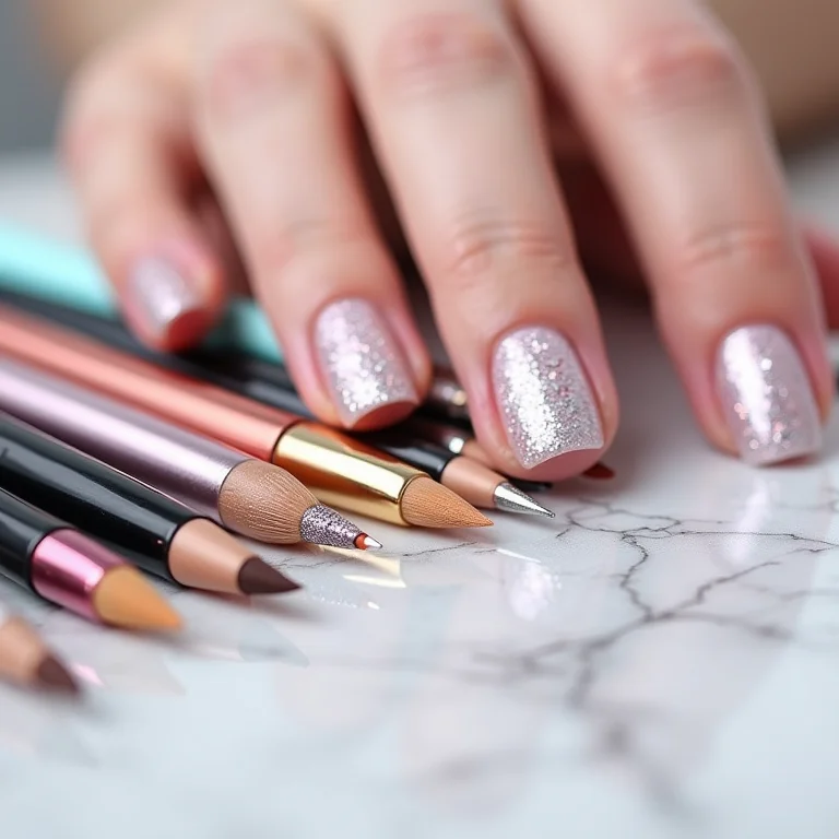 Pincéis e ferramentas para nail art com glitter