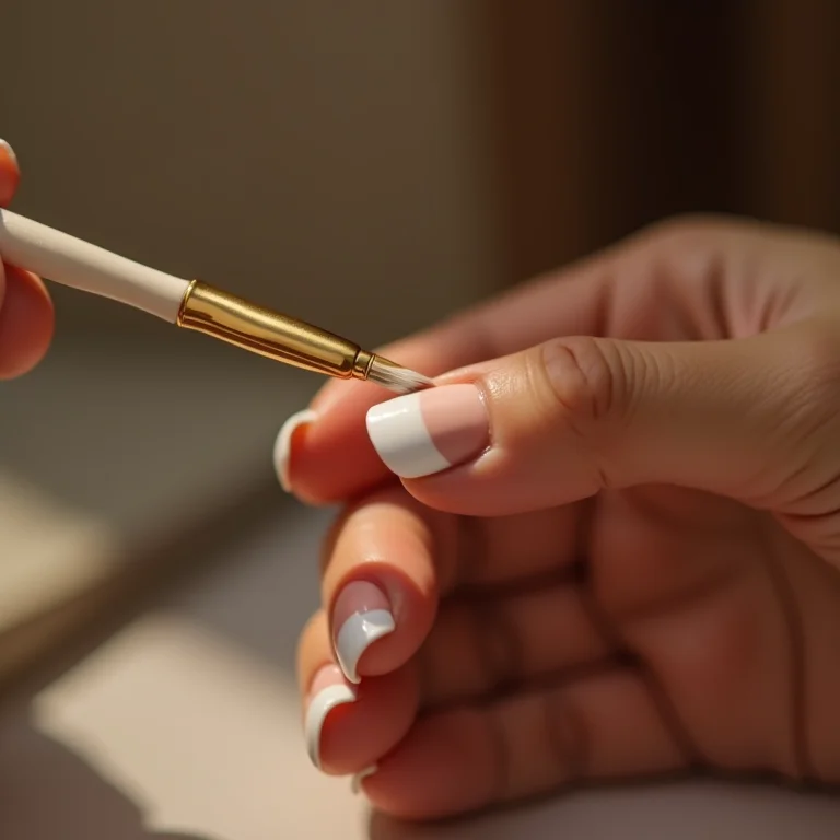 Pintura da ponta branca da francesinha em unha de gel