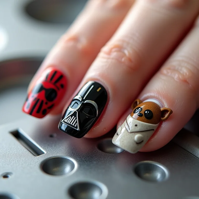 Planilha resumo com designs de unhas Star Wars