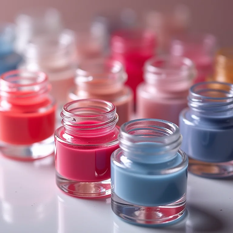 Potes de vidro com esmaltes